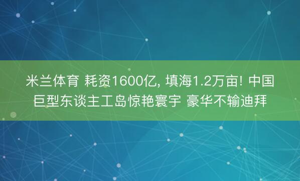 米兰体育 耗资1600亿, 填海1.2万亩! 中国巨型东谈主工岛惊艳寰宇 豪华不输迪拜